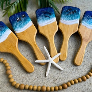 Ocean Resin Bamboo Hair Brush, Ocean Hair Brush, Detangling Brush, Plastic Free, Dinglehopper, Mermaid Hair Brush