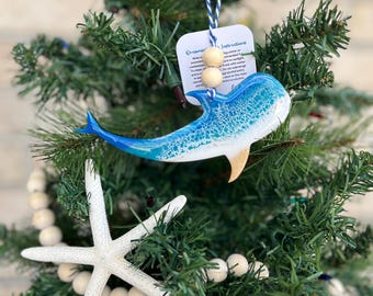Whale Shark Resin Wave Ornament, Shark Lover, Scuba Diver Gift, Shark Decor, Coastal Christmas Ornament, Nautical Gift