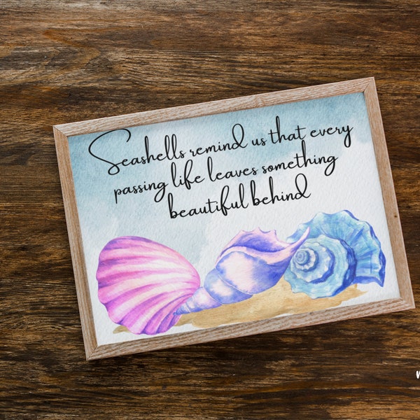 Seashells Remind Us Poem Print, In Memory Of, Seashell Wall Art Print, Sympathy Gift, Beach Wedding, Memorial Sign