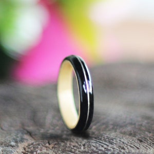 Wooden Ring Handmade From Ebony Wood an Maple Unisex 3mm, bentwood, Silver and Wood Ring, Wooden Wedding Ring, Walnut Wood, Handmade Ring
