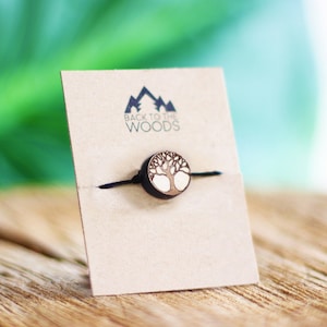 Wooden Tree Of Life Bracelet, Wooden Bracelet Gift, Friendship Bracelet, Walnut Bracelet, Tree Of Life, Simple Jewelry, Engraved
