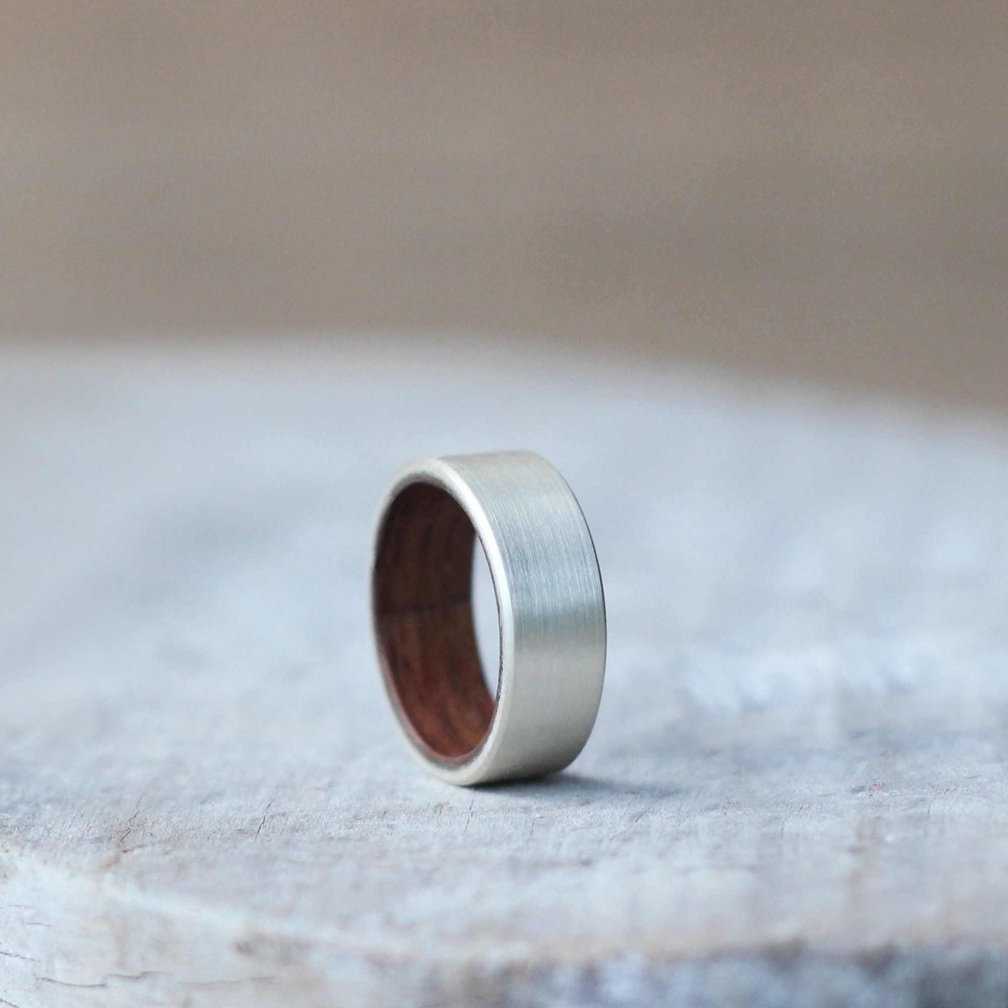 Silver and Wood Ring, Wooden Wedding Ring, Walnut Wood Ring, Handmade ...