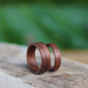 Walnut Wood Ring Set, Set van houten ringen, houten trouwringen