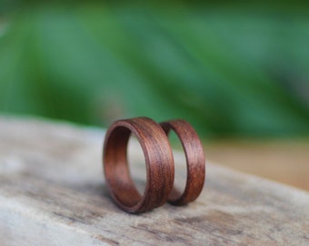 Walnut Wood Ring Set, Set of Wooden Rings, Wooden Wedding Bands