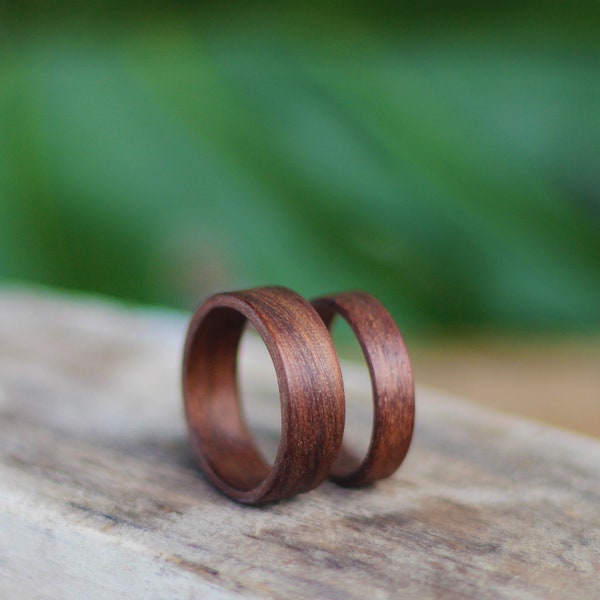 Walnut Wood Ring Set, Set of Wooden Rings, Wooden Wedding Bands