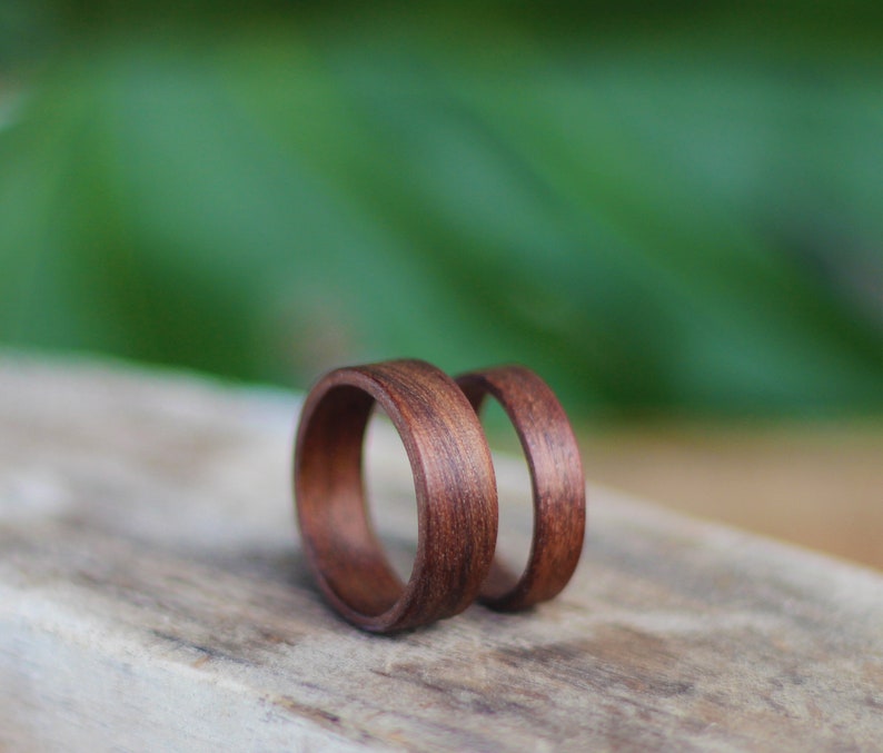 Walnut Wood Ring Set, Set of Wooden Rings, Wooden Wedding Bands image 1