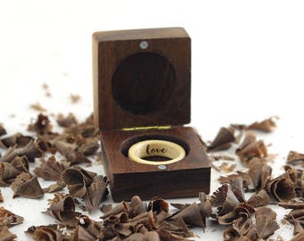 Unique Wooden Ring Box, Ring Box, Square Ring Box, Proposal Ring Box, Walnut Ring Box, Wedding Ring Box, Natural Ring Box,Unique Ring Box,