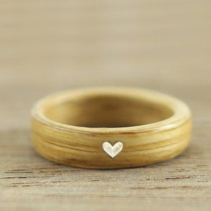 Wooden Ring Handmade From Oak Wood and White Stone Unisex image 1