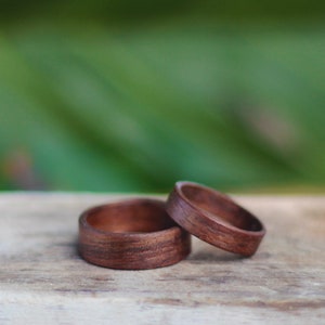 Walnut Wood Ring Set, Set of Wooden Rings, Wooden Wedding Bands image 2