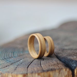 Oak Wood Ring Set, Set of Wooden Rings, Wooden Wedding Bands