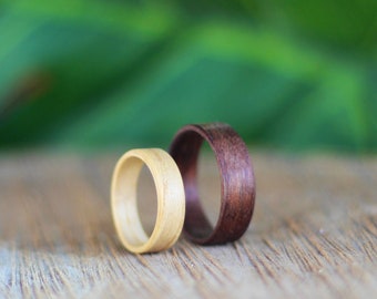 Walnut and Maple Wood Ring Set, Wooden Ring Set, Wooden Wedding Bands
