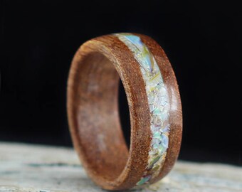 Wooden Ring Handmade From Cherry Wood and Seashell from Adriatic sea