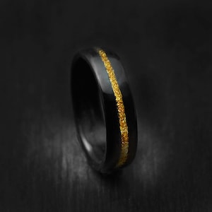 Wooden Ring Handmade, Ebony and Gold Bentwood Ring, Wooden Ring, Black Ring, Natural Ring, Handmade Ring, Gold RIng, Black friday