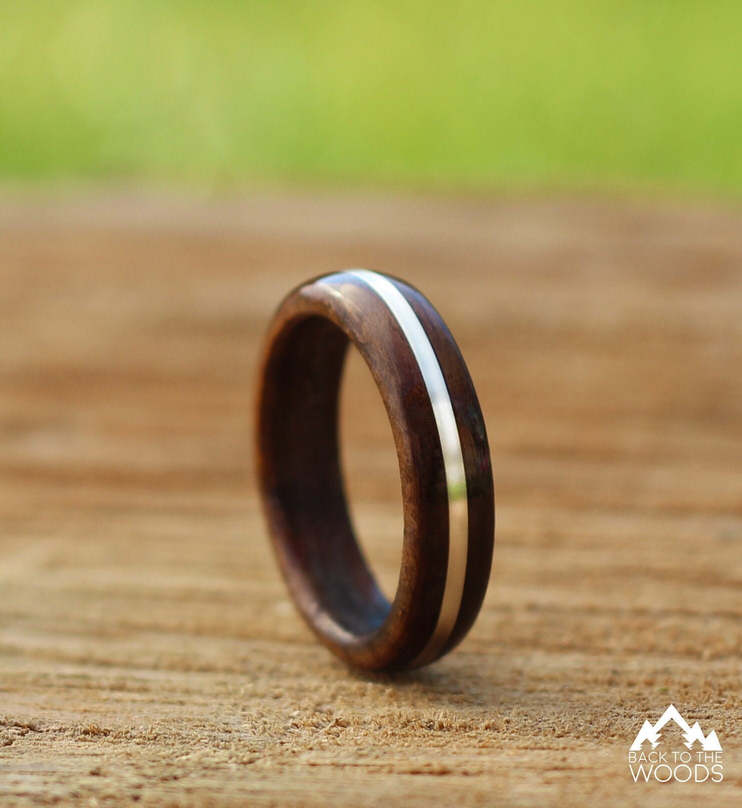 Silver and Wood Ring, Wooden Wedding Ring, Walnut Wood Ring, Handmade ...