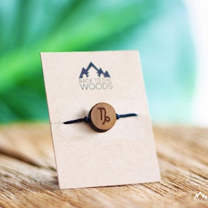 Zodiac Sign Wooden Bracelet, Horoscope Bracelet, Astrology Bracelet