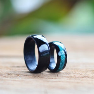 Set of 2 Bentwood Wooden Ebony Rings, Wooden Wedding Rings Set