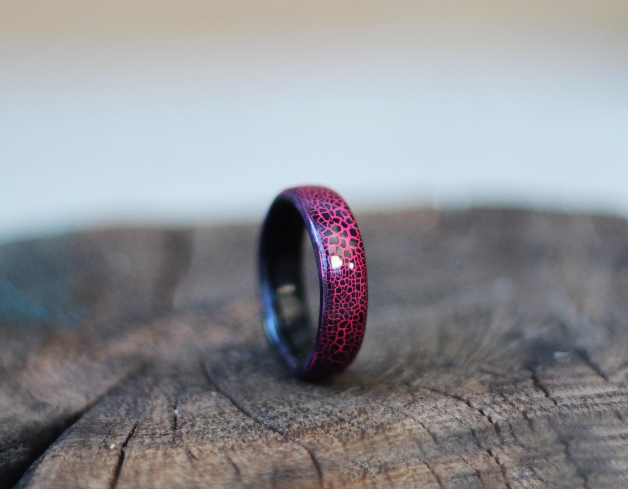Cracked Look Wooden Ring, Wooden Wedding Ring, Ebony Wood Ring, Handmade Ring, Dark Wooden Ring, Waterproof Wood Ring