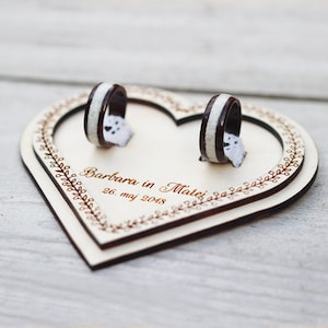 Custom Personalized Engraved Wedding Ring Tray, Unique Wooden Ring Stand Engraving, Round Ring Tray,  Engraved Ring Tray, Birthday Ring Tray