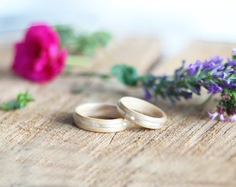 Silver and Wood Ring, Wooden Wedding Ring, Maple Wood Ring, Handmade Ring, Light Wooden Ring, Waterproof Wood Ring, Bright ring