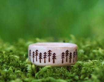 Wooden Ring Handmade From Maple and Walnut, Spruce, Spruce ring, Forest ring, Wooden ring, Handmade ring, Nature ring, engagement ring