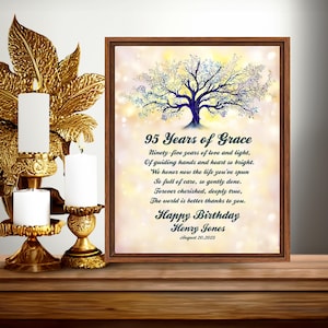 95th Birthday Gift, Personalized gift for a 95-year great-grandparent 95th Birthday centerpiece sign Happy 95th Birthday, 95th Birthday Poem