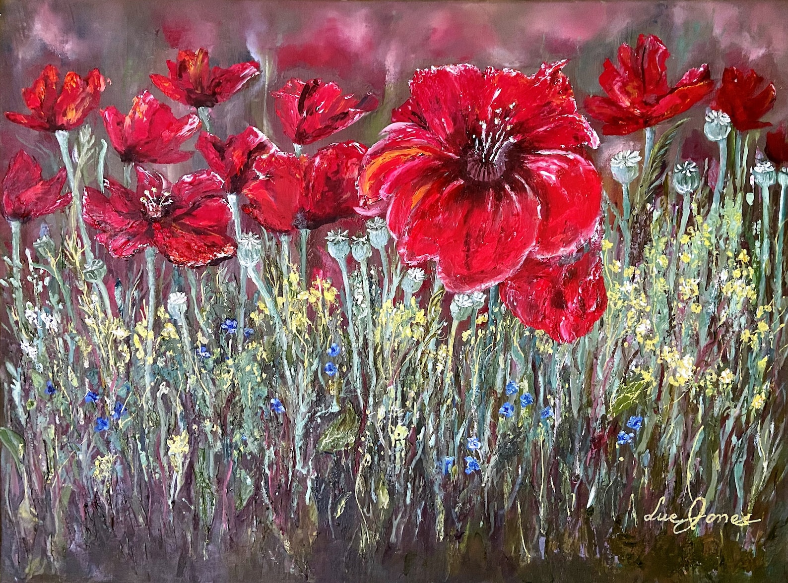 Poppies Original Oil painting Red flowers textured canvas Etsy