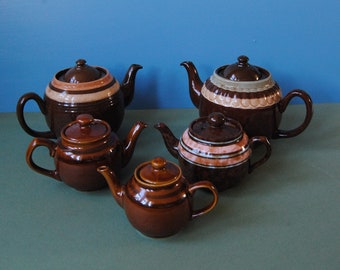 Vintage Brown Betty teapots by ALB, Sadler, Price & Kensington and Laward in a range of sizes from small (400ml) to extra large (1.6 litres)