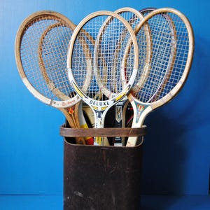 Selection of vintage wooden tennis rackets, from the 1950’s and 1960’s.