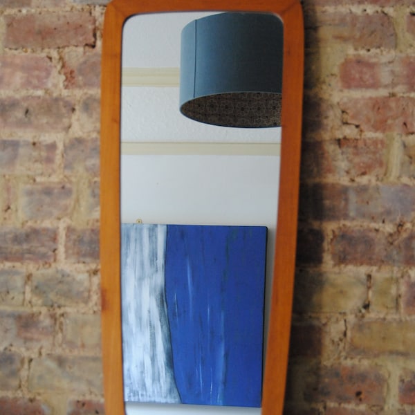 Mid century wood framed asymmetrical wall mirror