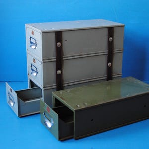 Vintage Veteran Series Metal Index Card Catalog Drawer for storing  5x3 index cards
