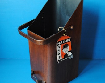 Refurbished MCM Mallod Teak Veneer Coal Scuttle – Umbrella Holder, Waste Bin