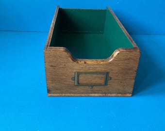 Vintage library card index storage box drawer - fits standard 8x5 cards