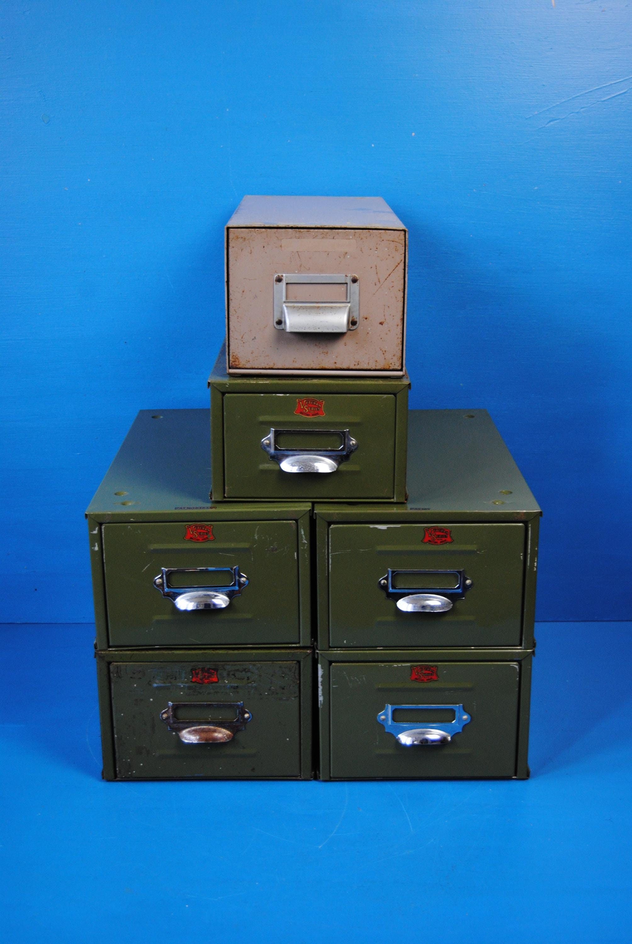 Vintage Metal Index Card Catalog Drawer for Storage of Either 6x4