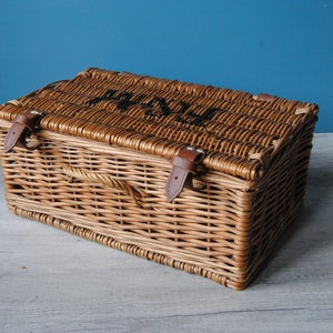 Fortnum and Mason wicker hamper basket. Rustic farmhouse decor