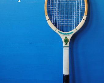Vintage Wooden Tennis Racket: Dunlop, Slazenger - Games Room