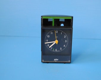 Vintage Braun 4749 battery operated quartz travel alarm clock. Dieter Rams Dietrich Lubs