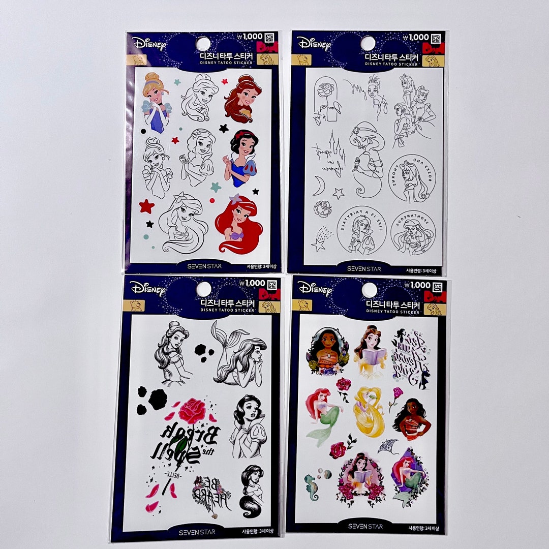 4 Disney Princess Temporary Tattoo Stickers Etsy