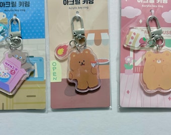3 Food Animal Acrylic Keychains NEW