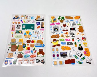 2 Bear College life Quarantine life Stickers