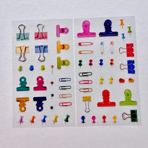 2 Paper Clips Binder Clips Stickers Assorted lot Color