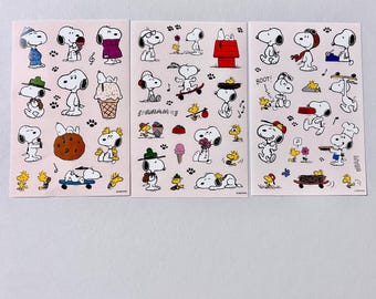 Lote surtido de 3 pegatinas de Peanuts con licencia oficial de Snoopy y Woodstock