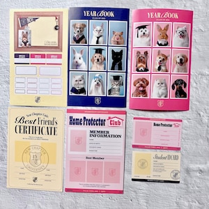 Lote de 7 tarjetas postales con pegatinas y motivos de graduación para mascotas