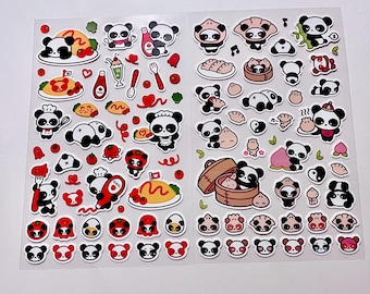 2 pegatinas de oso panda