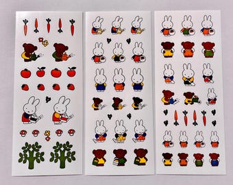 3 Miffy Character Paper Stickers Official Licensed Green