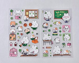 2 Student School Life Rabbit Stickers