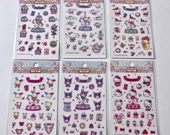 Lote surtido de 6 pegatinas de Sanrio Flower Carnival con licencia oficial