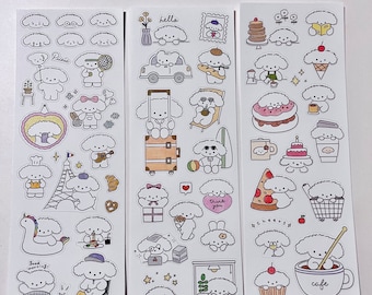 3 White Puppy Stickers