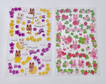 Lote surtido de 2 pegatinas de conejo 2023