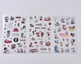 3 Peanuts Clear Stickers Assorted lot Official Licensed Snoopy with Friends