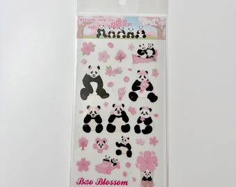 Pegatinas de flores de cerezo Panda Familia Bao